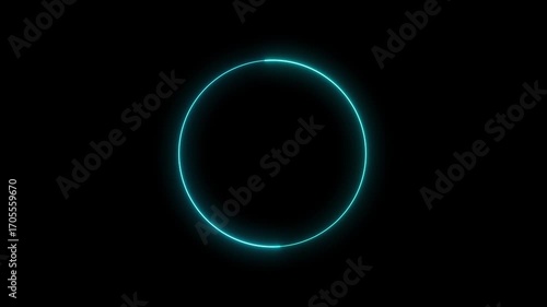 Animated glowing neon circular line frame animation. neon ellipse circle border loop icon. bright glowing load circle outline, ring circle looping animation. 