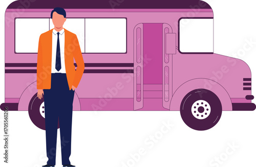Bus driver opening bus doors