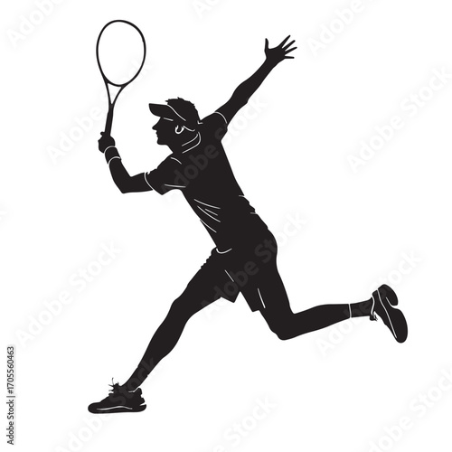 Black tennis Silhouette Vector, High Quality Illustration on White Background