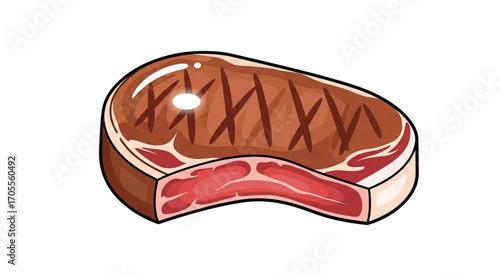 Raw Beef Steak With Grill Marks.