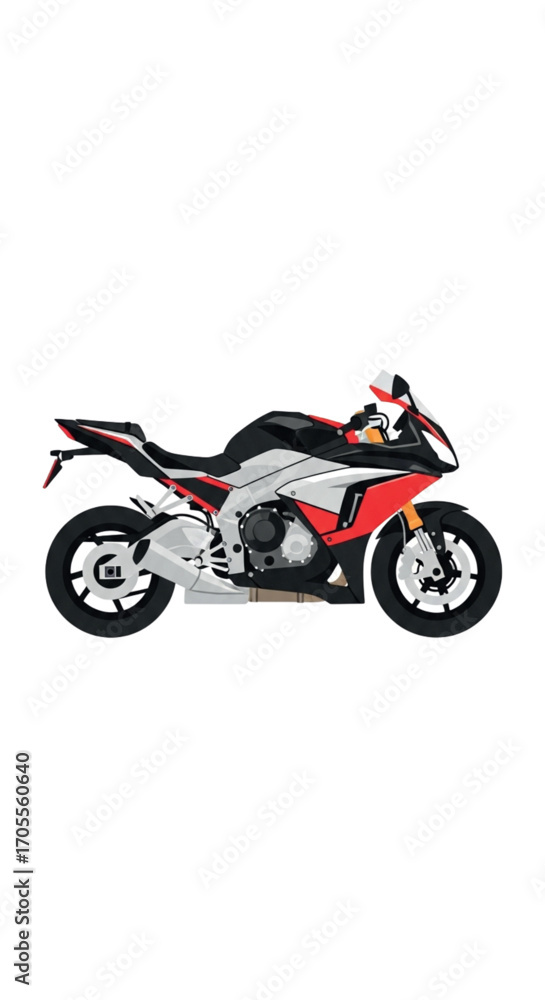 Obraz premium Red and Black Sport Motorcycle Side View.