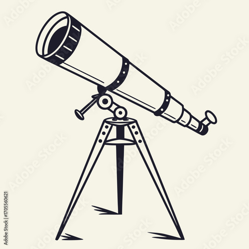 Illustration of a telescope, a powerful optical instrument used to observe distant objects in space, such as stars, planets, and galaxies