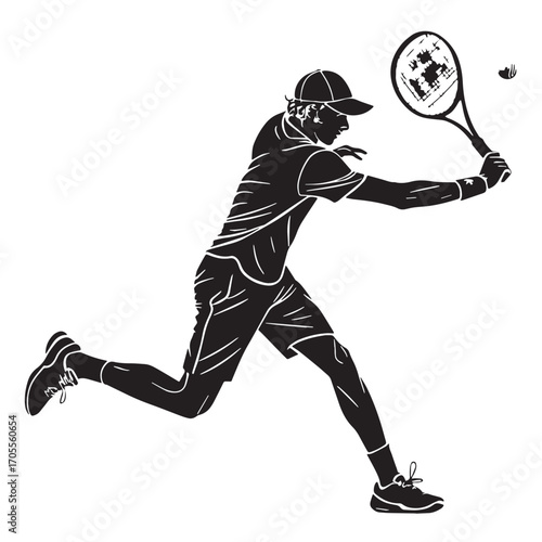 Black tennis Silhouette Vector, High Quality Illustration on White Background