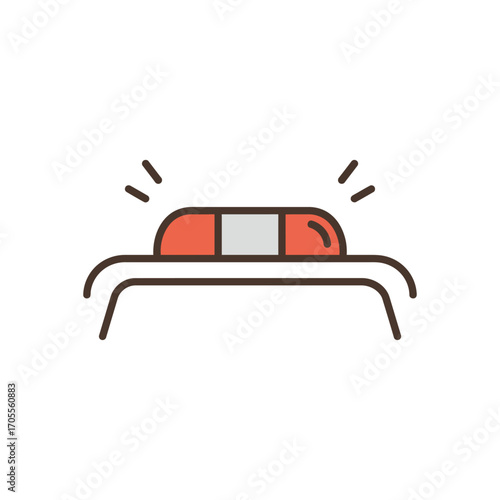 Emergency light flashing symbolizing urgency and quick response on a vehicle roof ideal for illustrating first responders or accident scenarios.