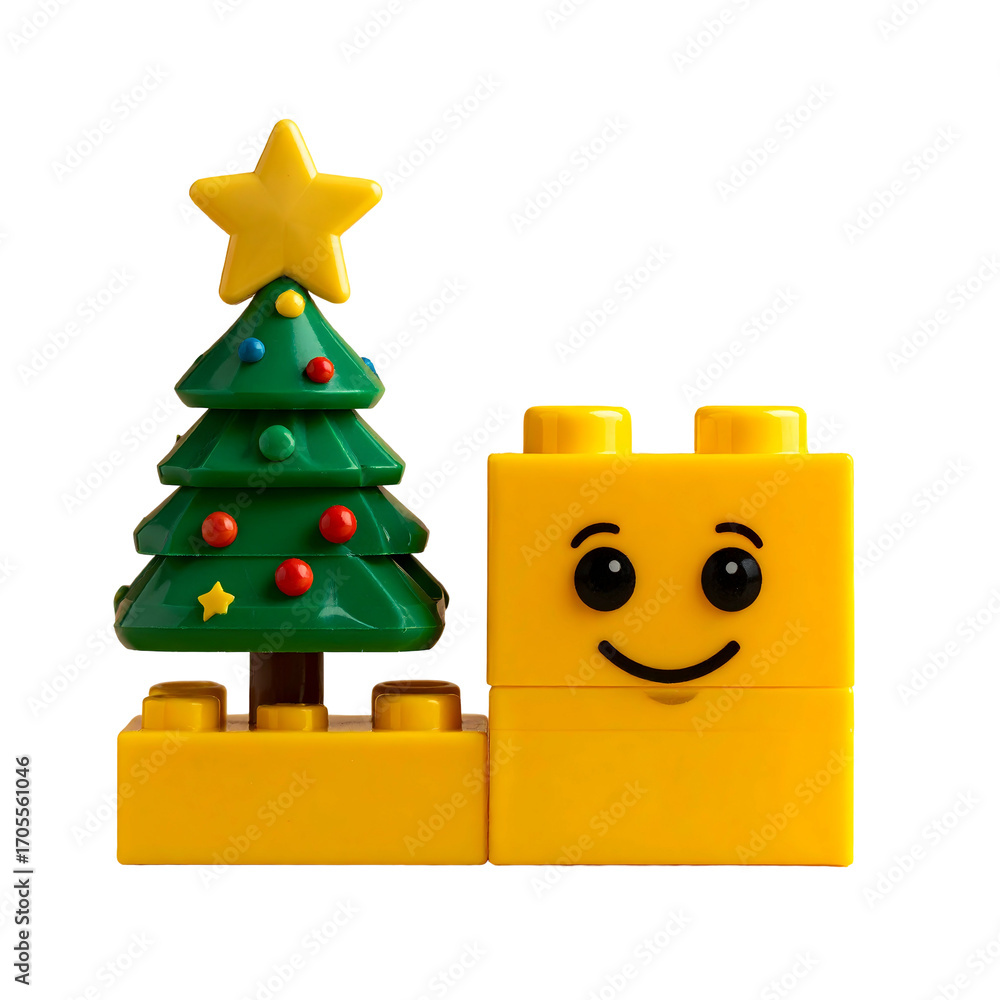 Fototapeta premium Christmas tree and lego face