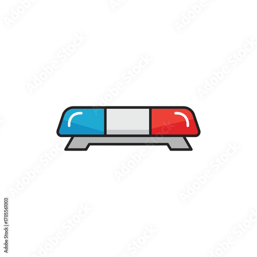 Emergency vehicle light bar red and blue lights flashing a police vehicle light bar for urgent alerts and emergency response conveying safety and authority.