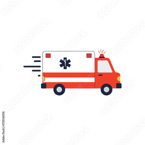 Fast ambulance responding to an emergency providing urgent care on the road conveying quick medical response ideal for healthcare campaigns.