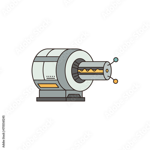 futuristic laser weapon machine activating energy beam in a laboratory ideal for illustrating advanced tech gaming and innovation concepts.