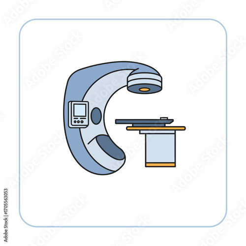Linear accelerator for radiation therapy treatment medical equipment used in oncology centers ideal for medical illustration  healthcare designs.