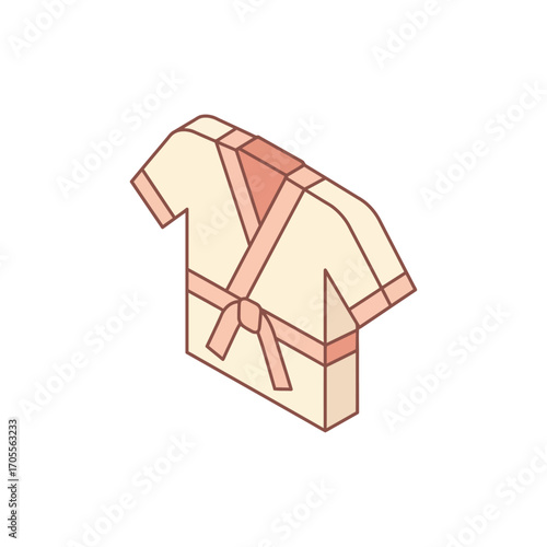 martial arts uniform isometric view suitable for a sports blog or promoting fitness programs emphasizing discipline and focus traditional attire.