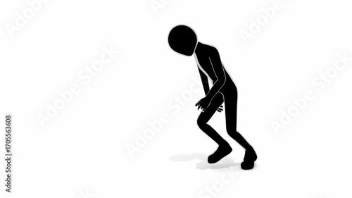 3D animation of a person suffering from fatigue, stomach pain, and general malaise. Business video footage expressing illness and poor physical condition.