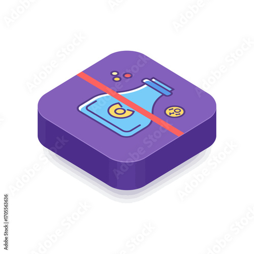 No alcohol allowed icon on purple isometric shape prohibiting liquor consumption used to promote sobriety and a alcohol-free lifestyle