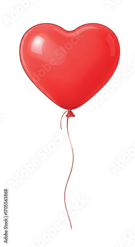 Red Heart Shaped Balloon Floating.