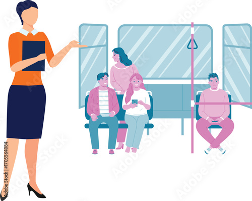 Passengers traveling from bus