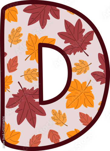 autumn letter d with fall leaves clip art preview