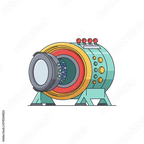 retro science machine with an open door a vintage futuristic laboratory device for exploring new possibilities illustrating innovation and research.