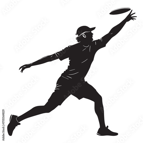Black ultimate frisbee Silhouette Vector, High Quality Illustration on White Background