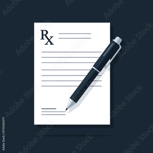 Medical Prescription Form with Pen, Document for Healthcare Treatment Plan and Doctor's Order for Medication