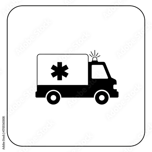 Ambulance icon delivering emergency medical assistance responding to accidents for healthcare and public safety awareness campaigns.