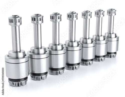 Metal dental tools in a row