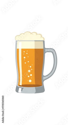 Refreshing Beer Mug With Frothy Head.