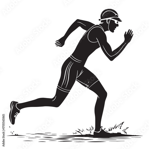 Black triathlon Silhouette Vector, High Quality Illustration on White Background
