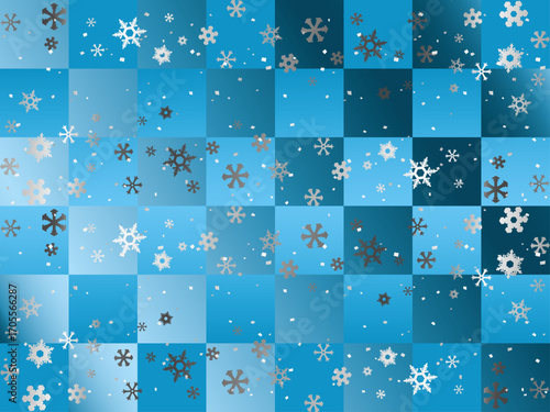 雪結晶小、格子、２銀、5水色B