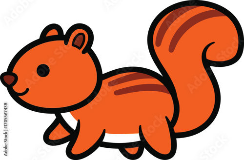 Cute and cheerful cartoon squirrel with bushy tail, ready for adventure