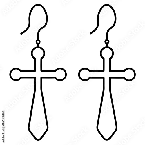 Cross Bar Earrings line art vector