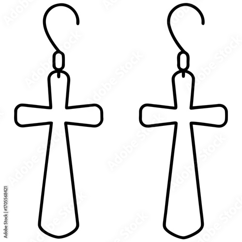 Cross Bar Earrings line art vector