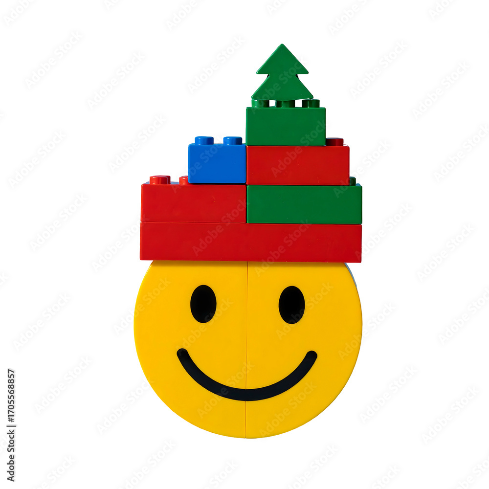 Fototapeta premium Colorful emoji with building blocks