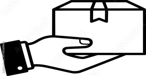 Delivery and shipping Icons. Hand-holding parcel box  Vector illustration .
