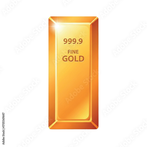 Shiny Gold Bar 9999 Fine Gold.