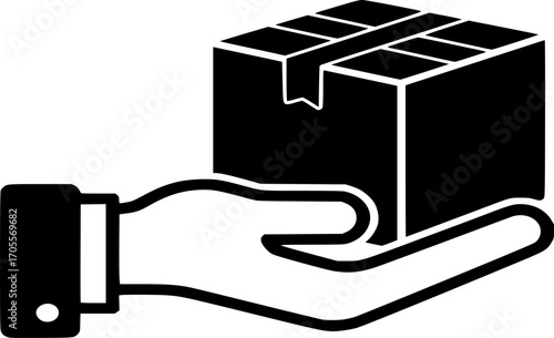 Delivery and shipping Icons. Hand-holding parcel box  Vector illustration .