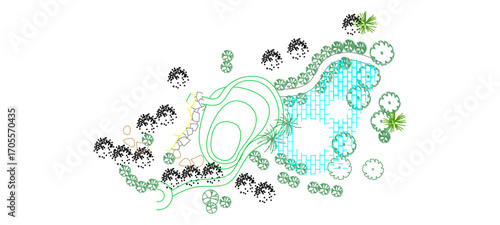 Top View Vector Icons of Trees and Plants for Floor Plan and Architectural Design Projects	