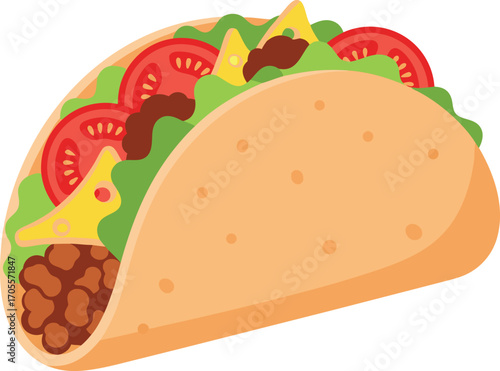 Delicious Taco with Authentic Mexican Ingredients, Flavorful Seasoning, Fresh Vegetables, and Golden Shell for Restaurant Branding and Festival Event Promotions