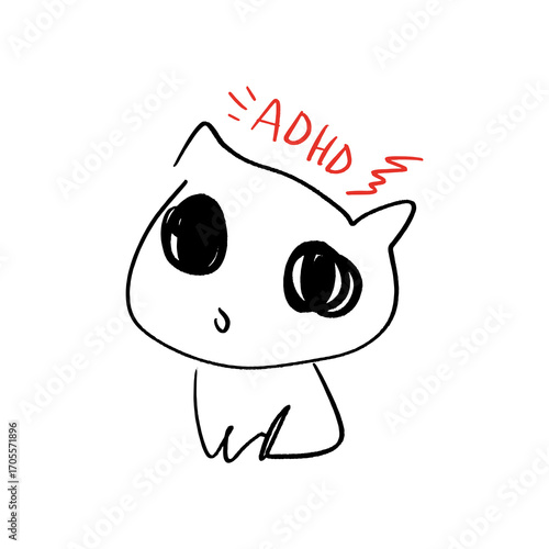 Cute Cat with ADHD Cartoon Illustration Vector Clipart