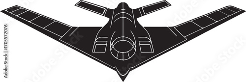 Stealth bomber aircraft silhouette vector.