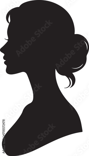 Elegant woman profile silhouette with updo hairstyle.