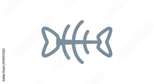 Simple Line Drawing of a Fish Skeleton.