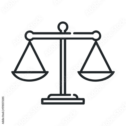 Legal scales symbolize justice and fairness in law practices. Vector illustration