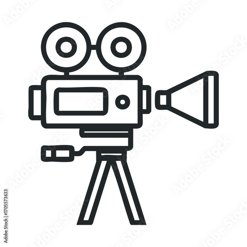 Vintage film camera reflecting classic cinematography art. Vector illustration