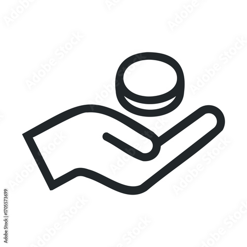 Hand holding coin for financial transaction concept design. Vector illustration
