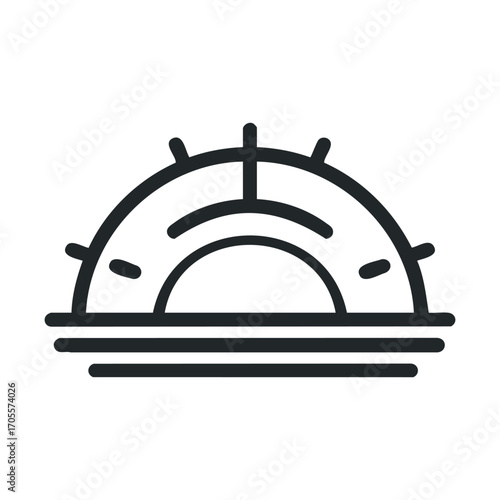 Unique design of a round dish with decorative elements for serving. Vector illustration
