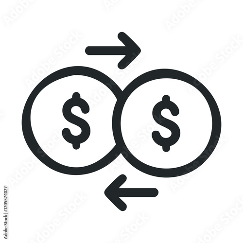 Currency exchange concept for financial transactions and budgeting. Vector illustration