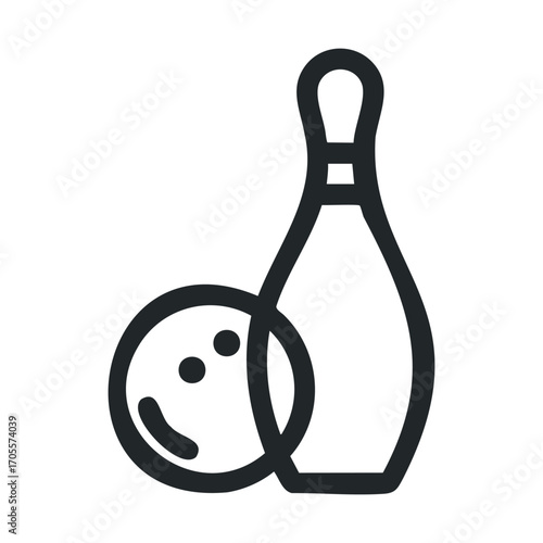 Bowling game fun with bowling ball and pin for leisure activity. Vector illustration