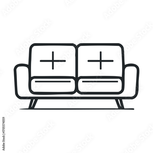Modern couch design for cozy living room dcor ideas. Vector illustration