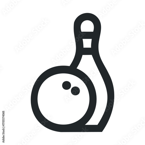 Bowling ball and pin graphic for sports event design. Vector illustration