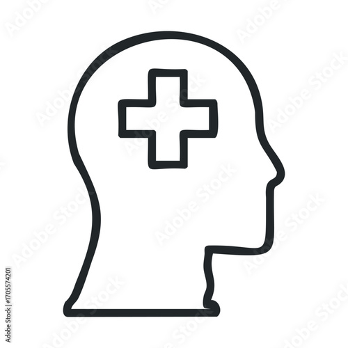 Mental health concept featuring mind and medical symbol. Vector illustration