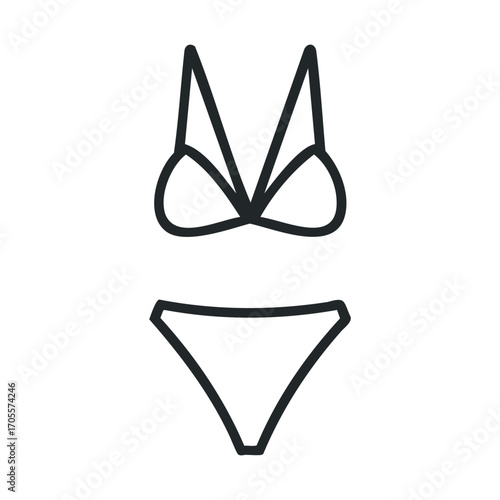 Minimalist bikini design for summer vacation apparel. Vector illustration